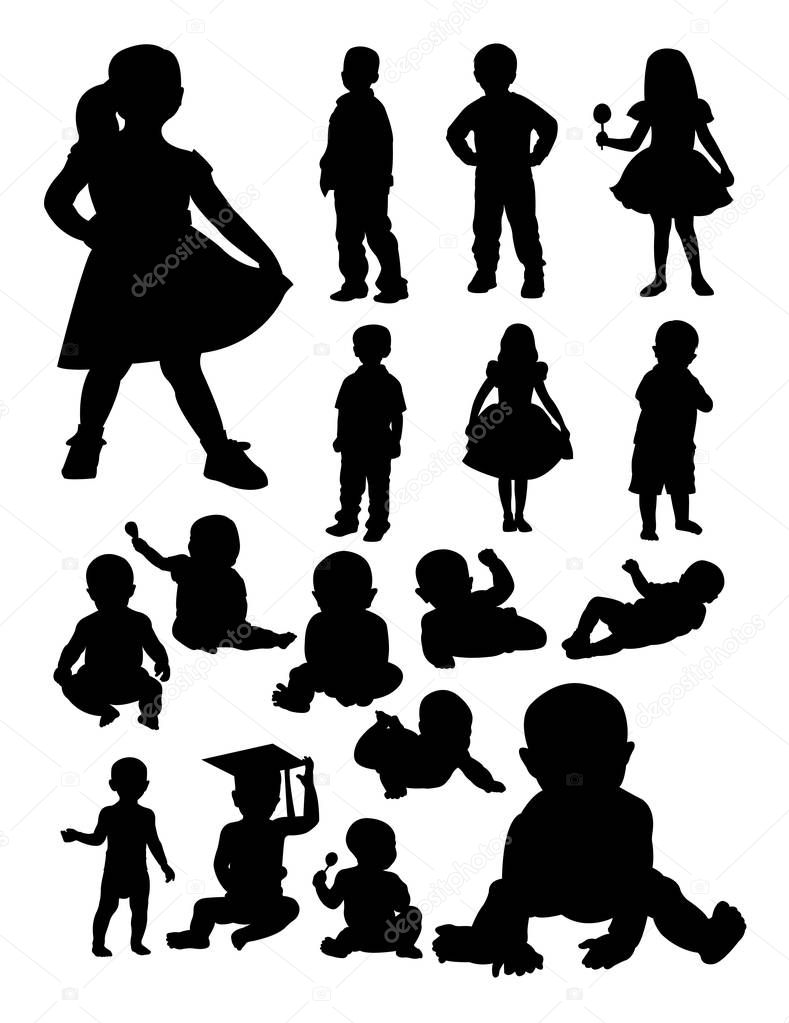 Baby and kid silhouette. Good use for symbol, logo, web icon, mascot, sign, or any design you want.