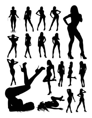 Seksi kadın ayrıntı siluet. Vektör, illüstrasyon. Sembol, logo, web simgesi, maskot, işaret veya herhangi bir tasarım için iyi kullanmak istiyorum.