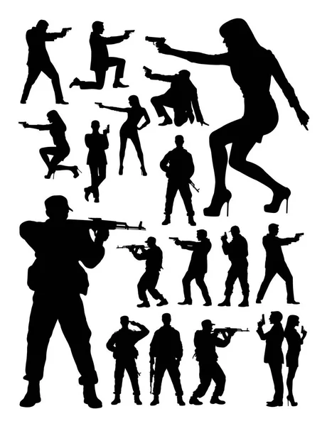 Agent Spécial Soldat Détail Silhouette Vecteur Illustration Bon Usage Pour — Image vectorielle