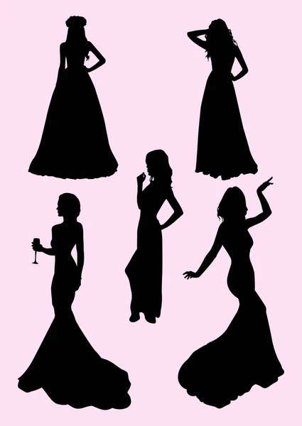 Femme Avec Silhouette Robe Bon Usage Pour Symbole Logo Icône — Image vectorielle