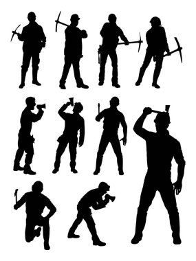 İşçi silüeti. Sembol, logo, web simgesi, maskot, işaret veya herhangi bir tasarım için iyi kullanmak istiyorum.