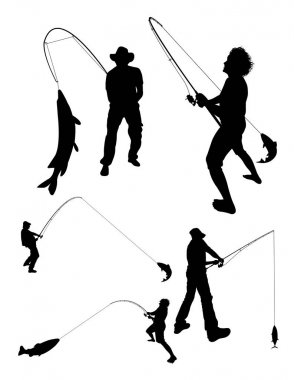 Balıkçı silüeti. Sembol, logo, web simgesi, maskot, işaret veya herhangi bir tasarım için iyi kullanmak istiyorum.