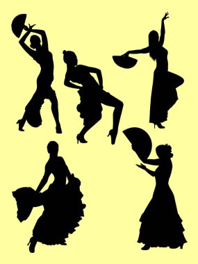 İspanyol dansçı silüeti. Sembol, logo, web simgesi, maskot, işaret veya herhangi bir tasarım için iyi kullanmak istiyorum.