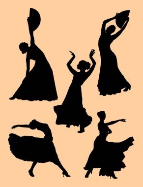 İspanyol dansçı silüeti. Sembol, logo, web simgesi, maskot, işaret veya herhangi bir tasarım için iyi kullanmak istiyorum.