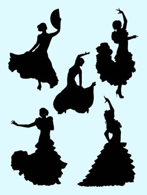 İspanyol dansçı silüeti. Sembol, logo, web simgesi, maskot, işaret veya herhangi bir tasarım için iyi kullanmak istiyorum.