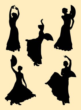 İspanyol dansçı silüeti. Sembol, logo, web simgesi, maskot, işaret veya herhangi bir tasarım için iyi kullanmak istiyorum.