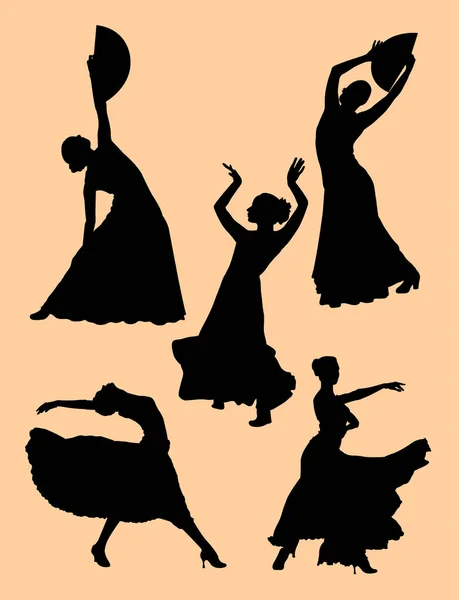 Sziluettjét Spanyol Táncos Szimbólum Embléma Pókháló Ikon Kabala Jel Vagy — Stock Vector
