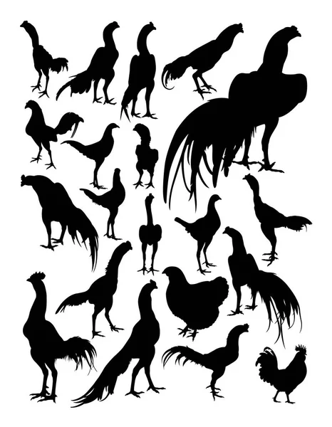 Gallo Gallina Silhouette Buon Uso Simbolo Logo Icona Web Mascotte — Vettoriale Stock