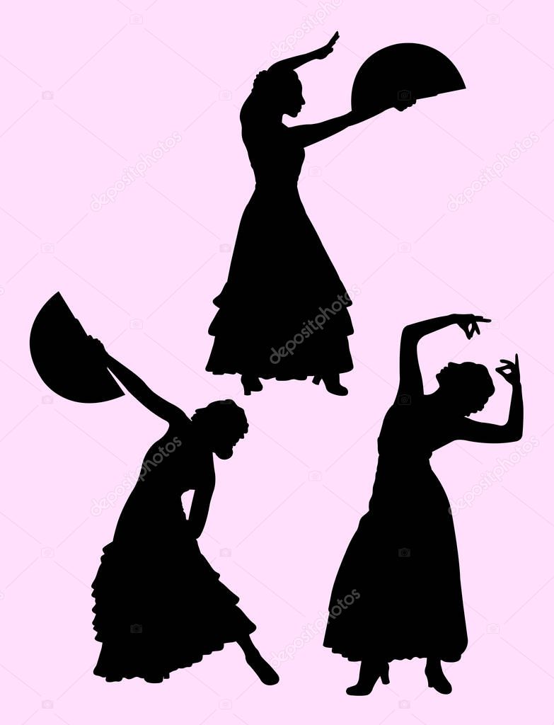 Silhouette of spanish dancer. Good use for symbol, logo, web icon, mascot, sign, or any design you want.