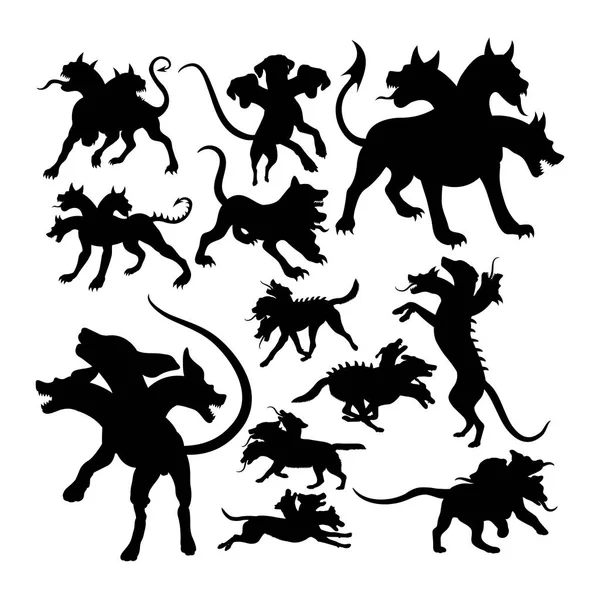 Cerberus Ancient Creature Mythology Silhouettes Good Use Symbol Logo Web — Stock Vector