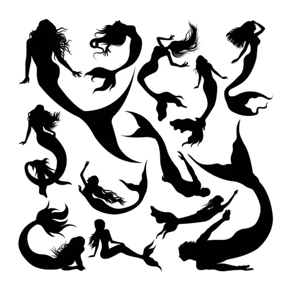 Deniz kızı siluetleri. Sembol, logo, web simgesi, maskot, işaret veya istediğiniz herhangi bir tasarım için iyi bir kullanım alanı.