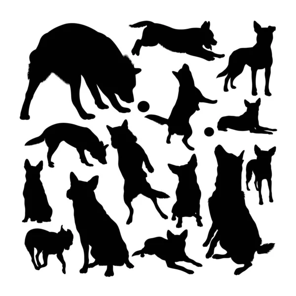 Australische Rinderhund Silhouetten Gute Verwendung Für Symbol Logo Websymbol Maskottchen — Stockvektor