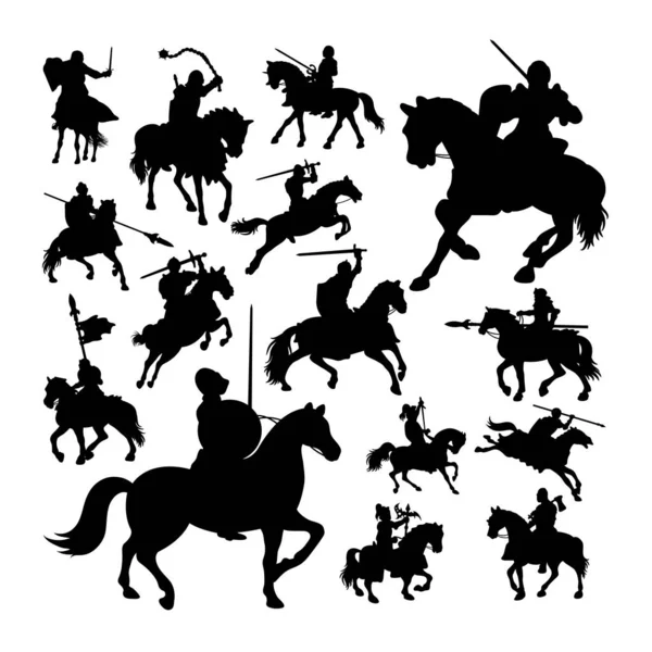 Caballero Siluetas Caballo Buen Uso Para Símbolo Logotipo Icono Web — Vector de stock