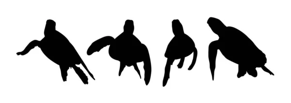 Silueta Zelené Mořské Želvy04 Dobré Použití Pro Symbol Logo Webovou — Stockový vektor