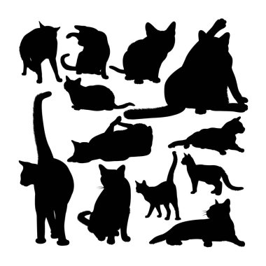 Siyam kedisi hayvan siluetleri. Sembol, logo, web simgesi, maskot, işaret veya istediğiniz herhangi bir tasarım için iyi bir kullanım alanı.