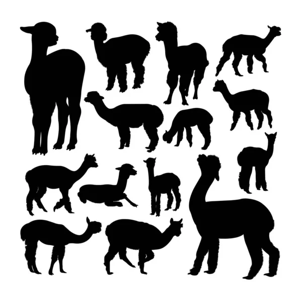 Siluetas Animales Alpaca Buen Uso Para Símbolo Logotipo Icono Web — Vector de stock