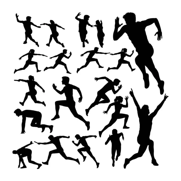 Relais Race Runner Silhouetten Goed Gebruik Voor Symbool Logo Web — Stockvector