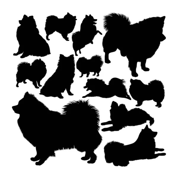 Volpino Italiano Hond Dier Silhouetten Goed Gebruik Voor Symbool Logo — Stockvector