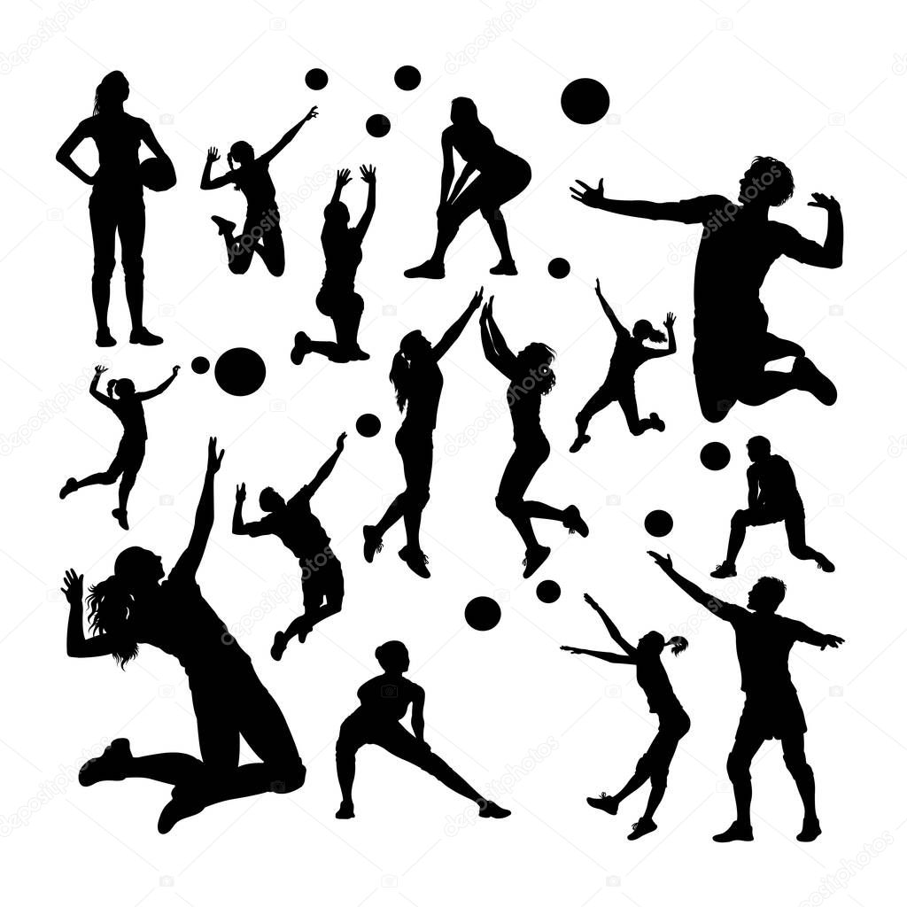 Volleyball player silhouettes. Good use for symbol, logo, web icon, mascot, sign, or any design you want.