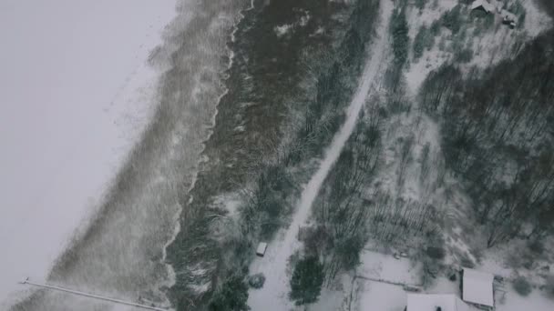 Безпілотник Політ Над Зимовим Озером — стокове відео