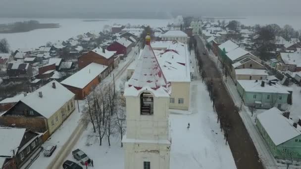 Drone Flight City Sebezh Russia — Stock Video