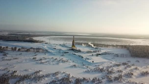 Ölförderung Sibirien Winter — Stockvideo