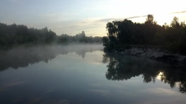 川を渡れ 霧が水の上に — ストック動画