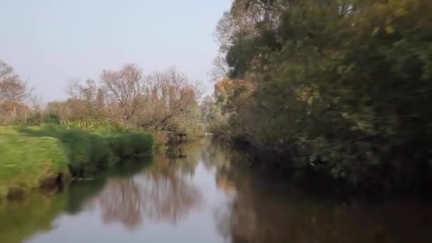 Boat Narrow River — Stock Video