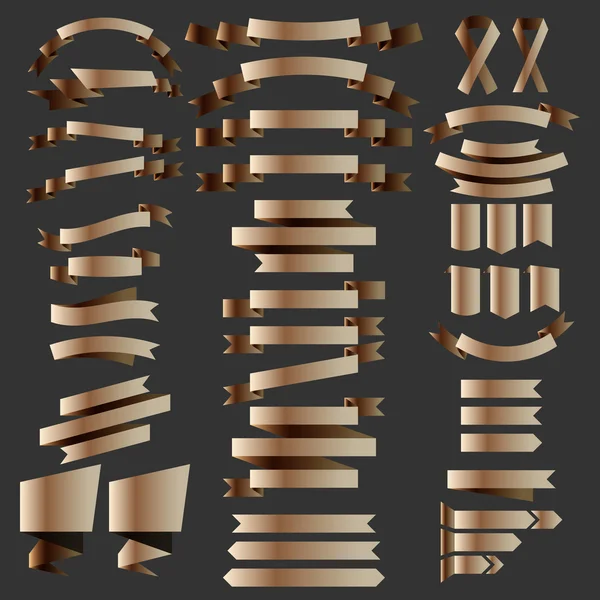 Ensemble de rubans en bronze métalique — Image vectorielle