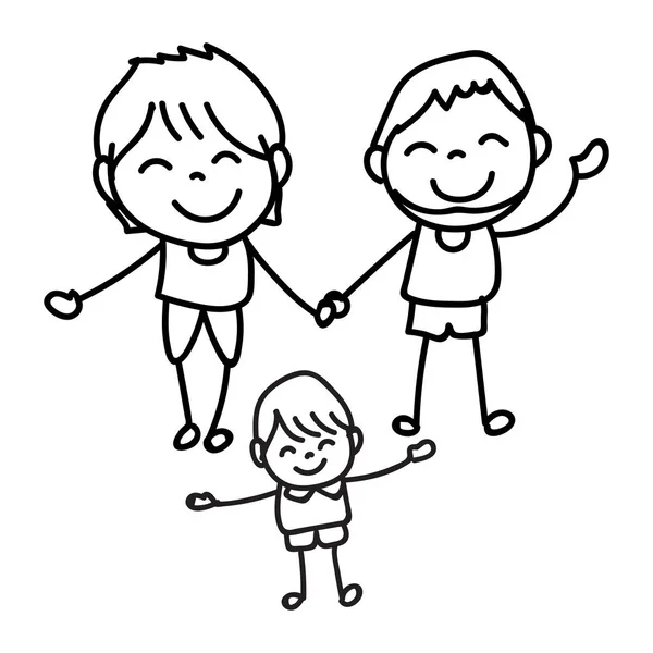 Hand drawing happy people happy family vector illustration — Stock Vector