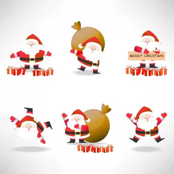 Conjunto de feliz Papá Noel para Feliz Navidad y Feliz Año Nuevo — Vector de stock