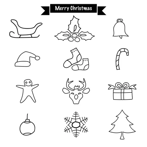 Handgezeichnete Weihnachtssymbole — Stockvektor
