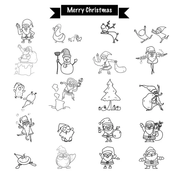 Vánoční ručně kreslené ikony — Stockový vektor