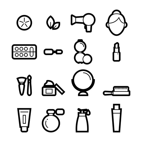 Conjunto de iconos cosméticos y belleza — Vector de stock