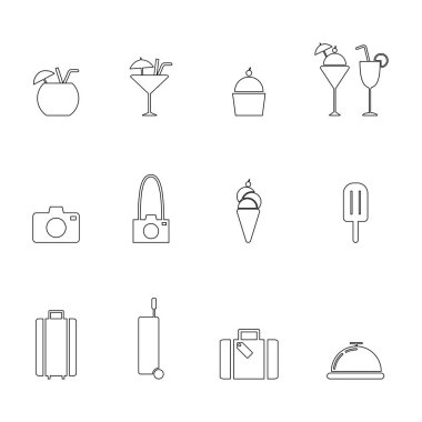 Summer, seyahat, satır simgeler 