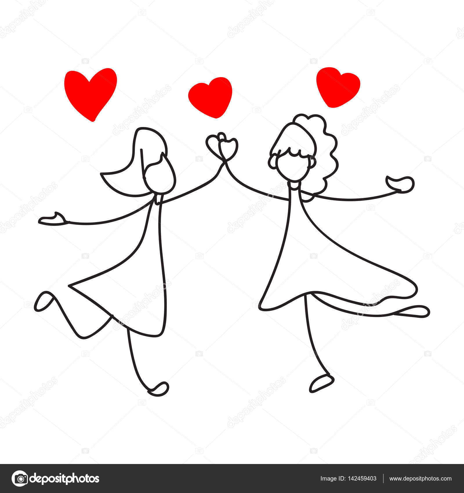 Disegno astratto concetto potere di ragazza a mano per la festa delle donne e lesbica stesso rapporto del sesso — Vettoriali di atthameeni