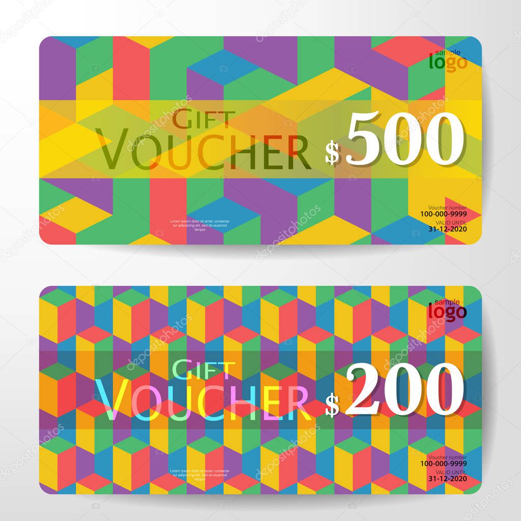 Premium Gift Voucher Template vector illustration eps 10. Graphic colorful pattern.
