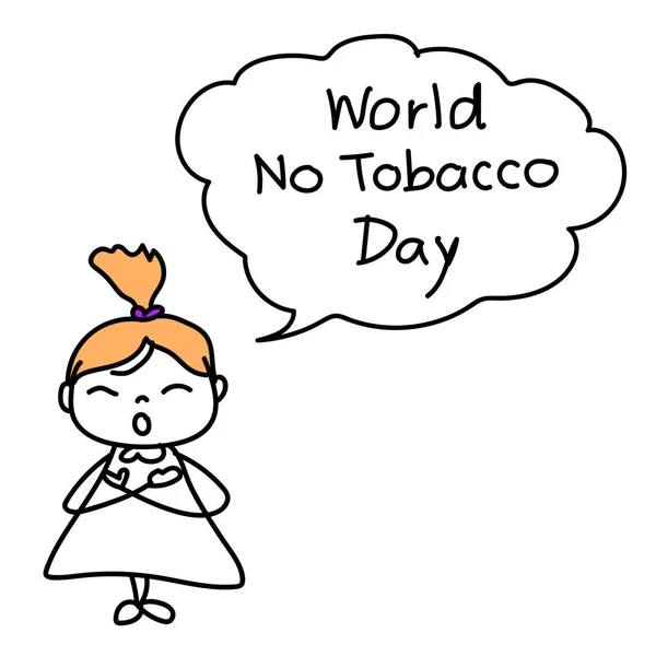 World No Tobacco Day Concept. Dibujo a mano personaje de dibujos animados vec — Vector de stock