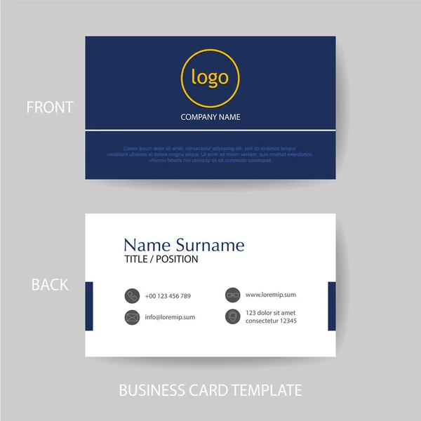 Modelo de design de cartão de visita azul moderno e limpo vetorial — Vetor de Stock