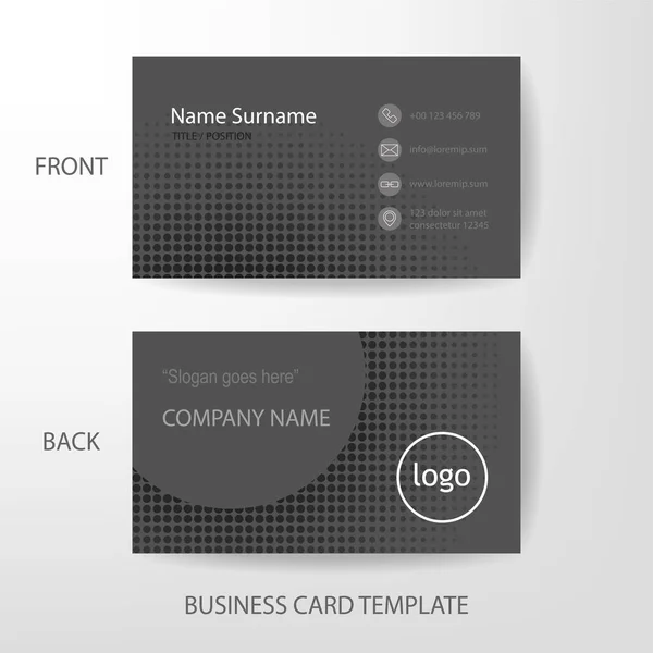Vetor moderno e limpo design de cartão de visita estilo meio-tom cinza — Vetor de Stock