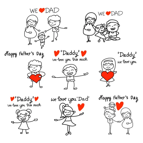 Handzeichnung Cartoon-Konzept glücklicher Vatertag. — Stockvektor