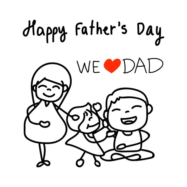 手绘概念卡通人物快乐的父亲节 — 图库矢量图片