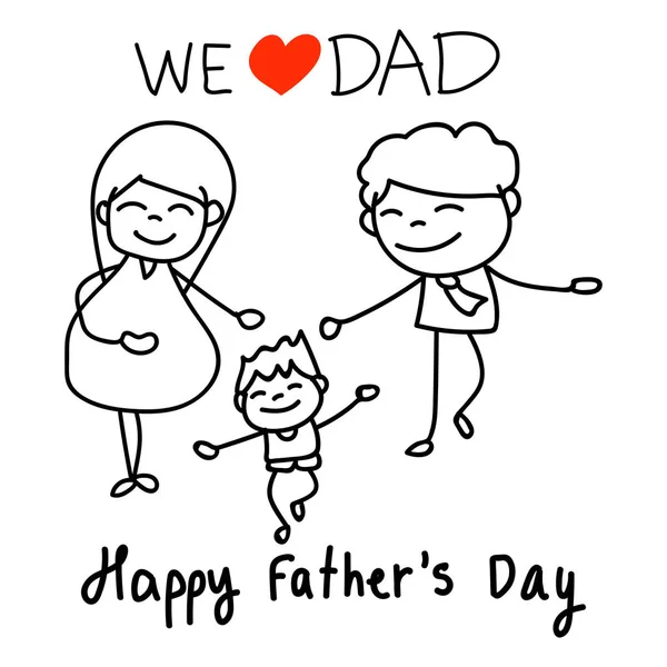 手绘概念卡通人物快乐的父亲节 — 图库矢量图片