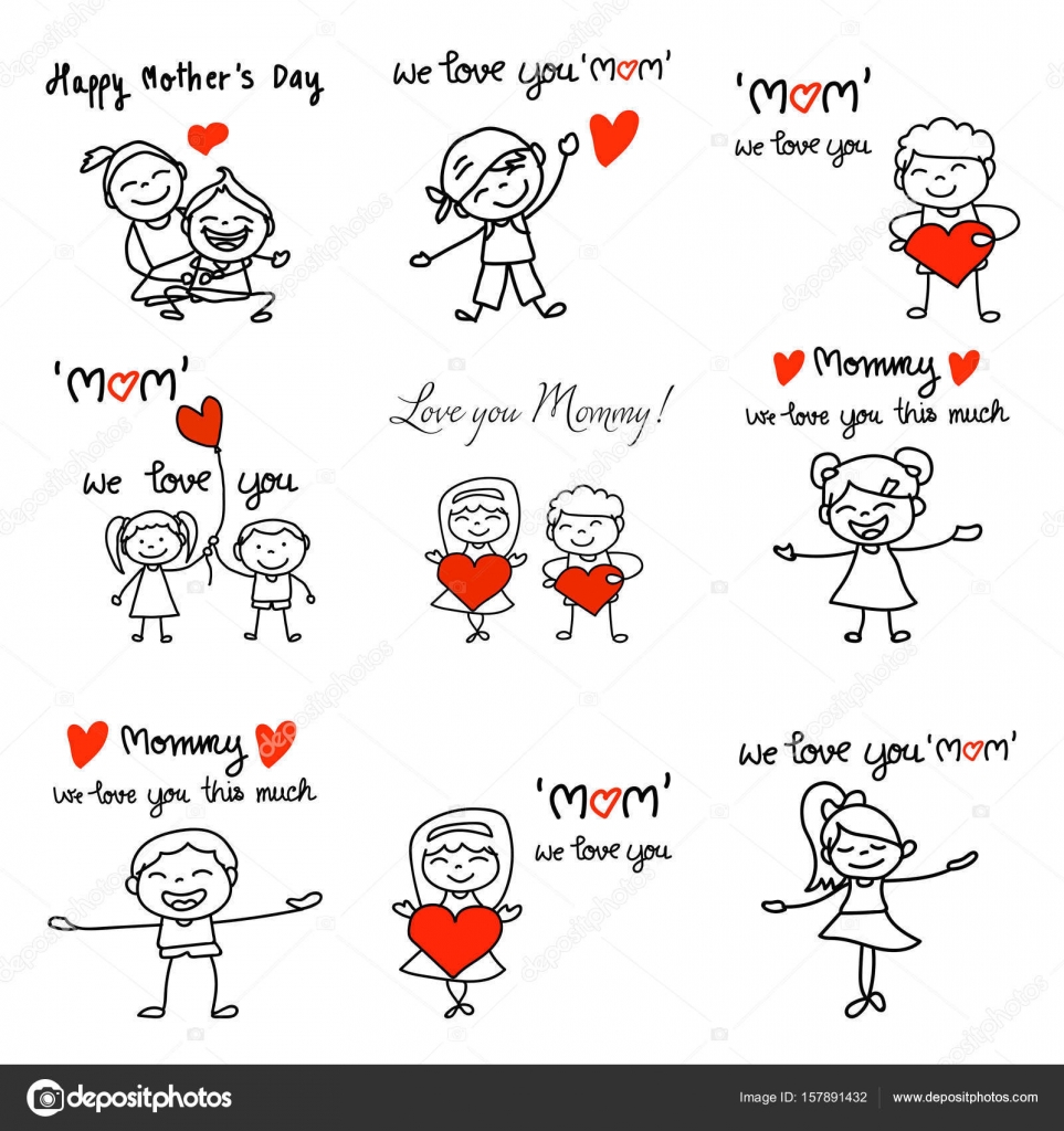 Set Of Hand Drawing Cartoon Character Concept Happy Mothers Day Vector Image By C Atthameeni Vector Stock Set Of Hand Drawing Cartoon Character Concept Happy Mothers Day Vector Image By C Atthameeni Vector Stock