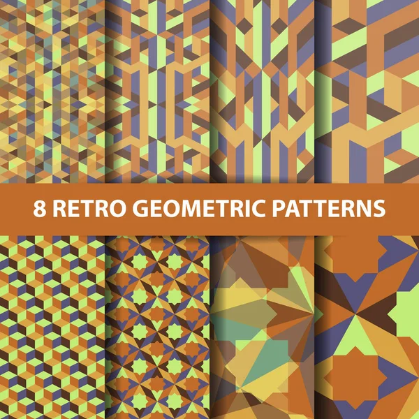 Set aus abstrakten geometrischen Retro-Mustern gelb braun erdig — Stockvektor