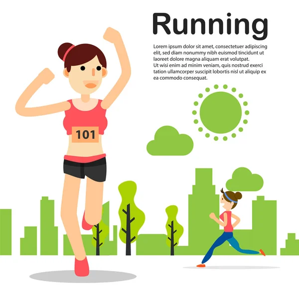 Jóvenes corriendo y entrenando para el deporte maratón — Archivo Imágenes Vectoriales