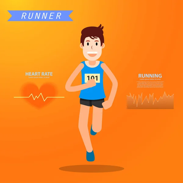 Joven activo corriendo infograhpic para maratón deporte — Archivo Imágenes Vectoriales