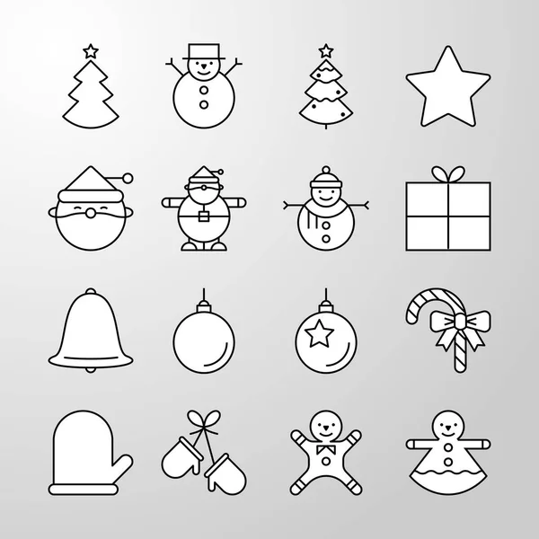 Fiesta de Navidad y Feliz Año Nuevo delgada línea vector icono — Vector de stock
