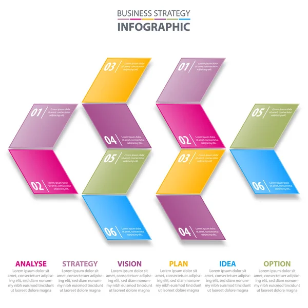 Geschäftsinfografik Strategie Design Elemente Vorlage veranschaulichen — Stockvektor