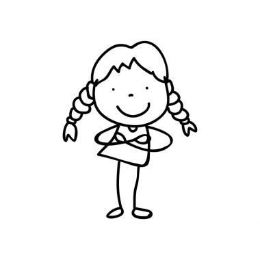 satır resmi çizim soyut mutlu şirin kızlar el
